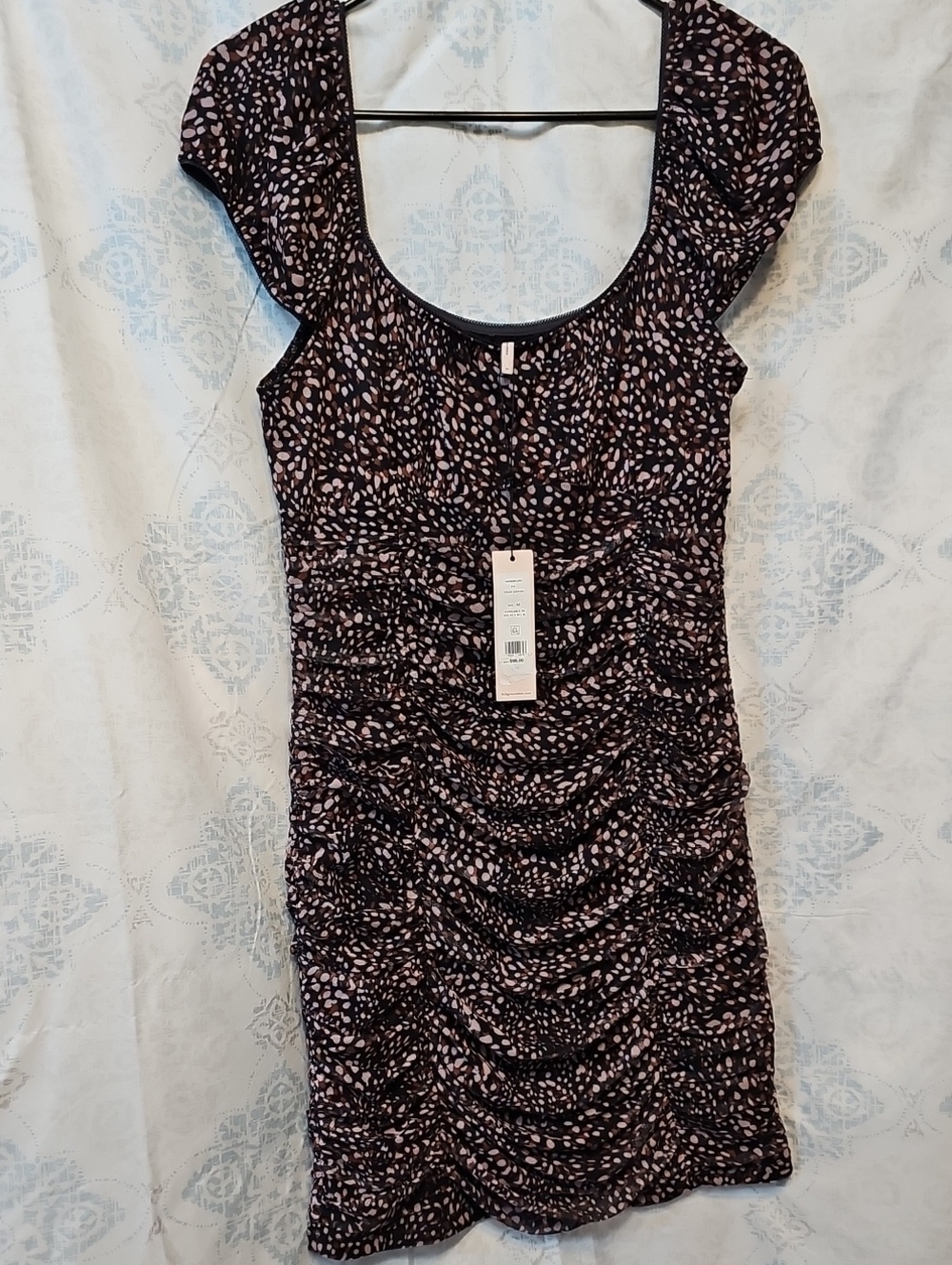 BCBGeneration Black, Pink Brown Leopard Spot Print Dress